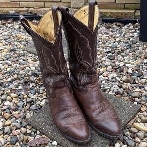 Tony Lama Dark Brown Leather Heeled Boots